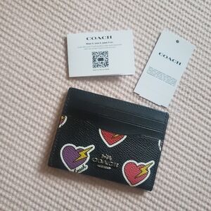 Coach Heart Print Card Case NWT Cute Gift for Mom Spring Wallet